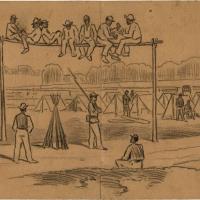 Scene in One of the Camps of the Negro Regiment: Mode of Punishing Negro Soldiers for Various Offences (Siege of Petersburg)