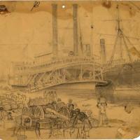 Scene on the Levee at Baton Rouge, Louisiana: Contrabands Discharge the Ammunition from the U.S. Transport North Star